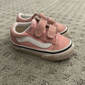 Toddler Pink Old Skool Vans with Velcro Straps